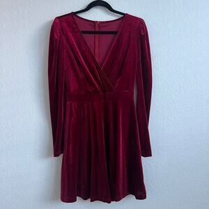 Red velvet mini dress